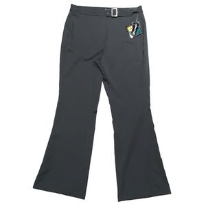 Y2K No Boundaries Belted Grey Stretch Pant Size 18W Deadstock Vintage Flare Pant